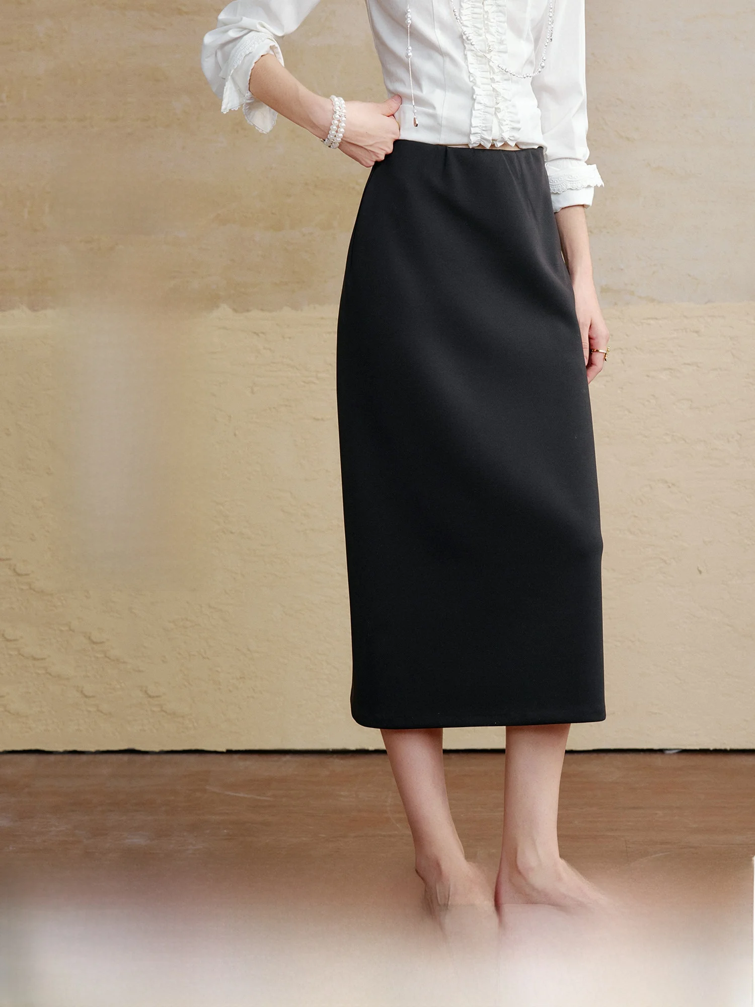 

Шелковистая гладкая прямая юбка для женщин с высокой талией из смесового полиэстера, удобная посадка, модный тренд весеннего сезона