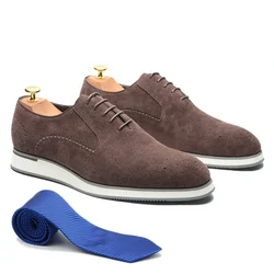 2025 Classic Men's Cow Suede Leather Oxford Sneaker Lace-up Business Office Casual Footwear Autumn Winter Men Shoes Male Flats