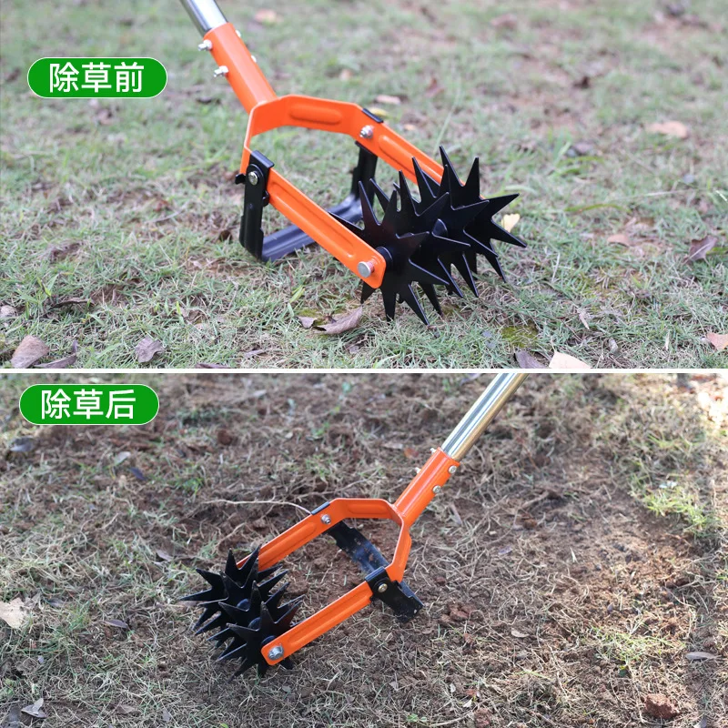 2-in-1 Rotary Cultivator, Garden Tilling Tool for Weeding, Loosening and Turning Soil