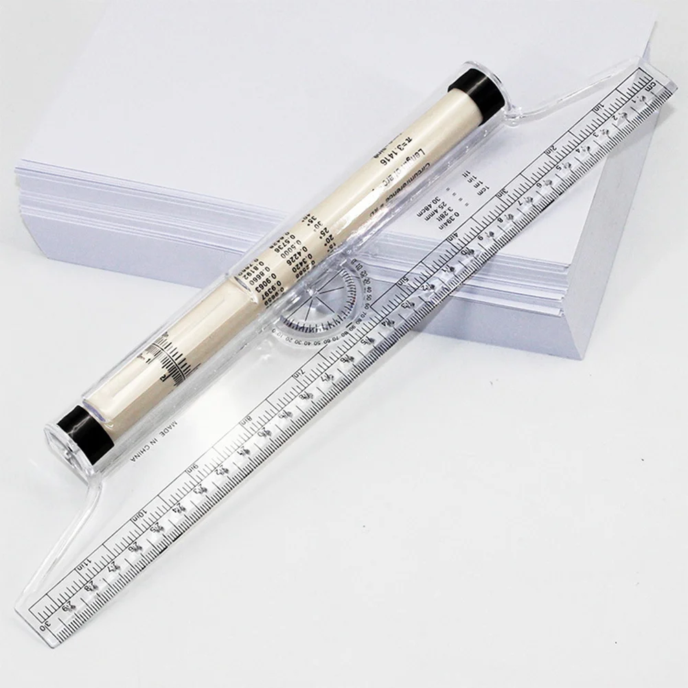30cm Rolling Scale Rule Accurate Parallel Drawing Ruler Angle Measuring Tool for School Office Professional Use