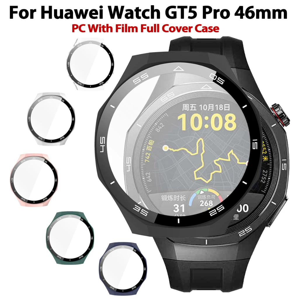 Edge Tempered Glass Film Case for Huawei Watch GT 5 Pro 46mm scale Full Coverage Screen PC Shell Huawei GT5 Pro Hard Cases