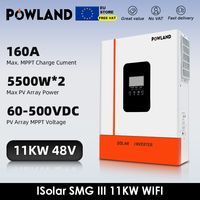 Powland 11KW 11000W 48V Dual MPPT Hybrid Solar Inverter Single Phase Off Grid Pure Sine Wave 220V 230V Charger with Wifi RS485