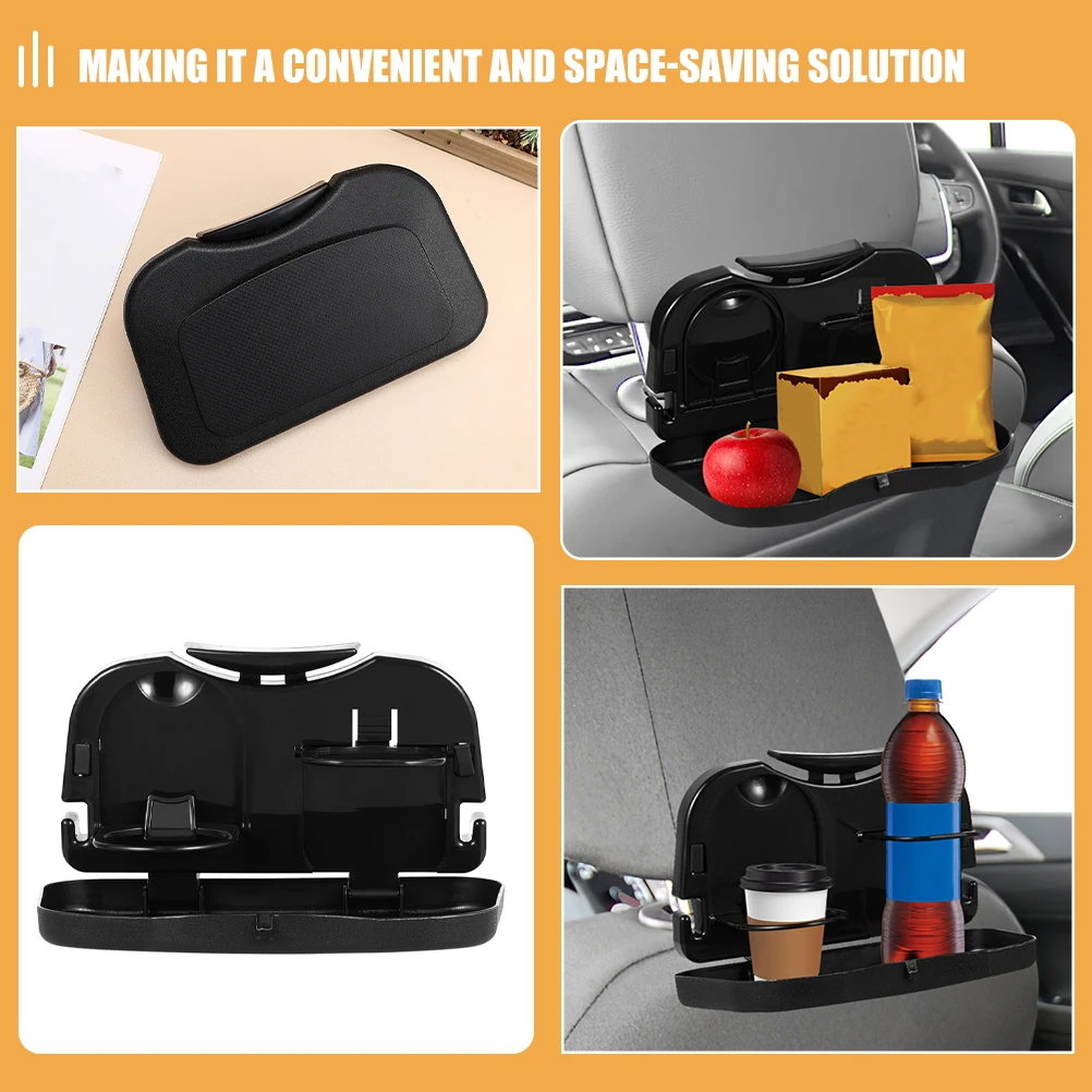 

2pcs Foldable Seat Tray Black Car Dining Table Cup Holder Organizer Travel Seat Storage Snack Laptop Desk Foldable Car Table