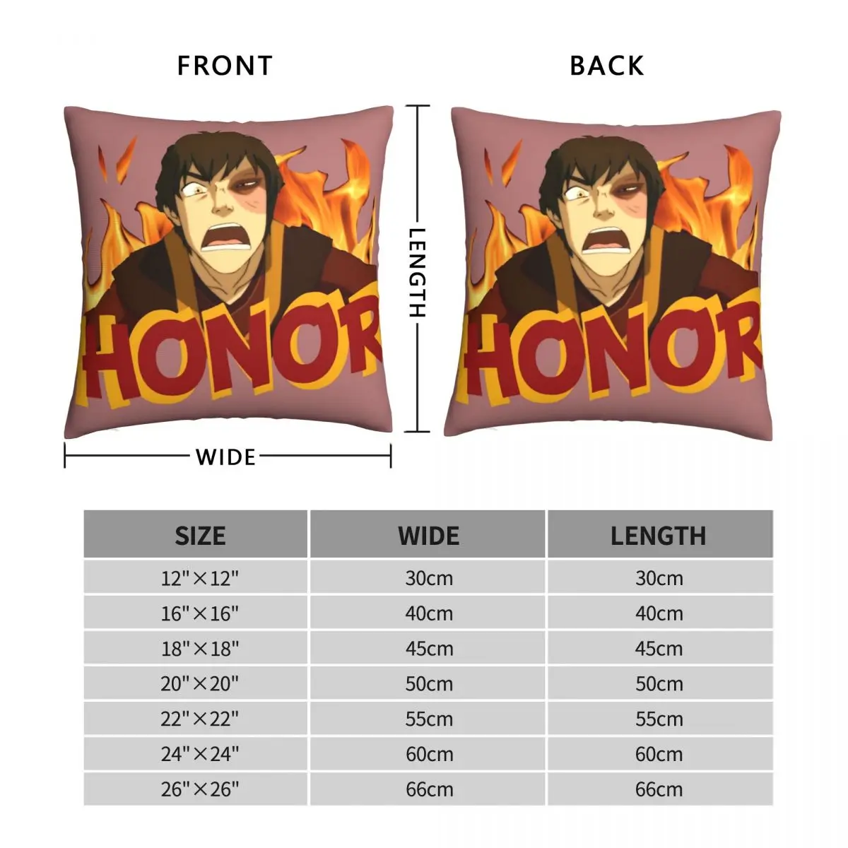 Avatar HONOR Zuko Square Pillowcase Polyester Linen Velvet Creative Zip Decorative Pillow Case Home Cushion Cover