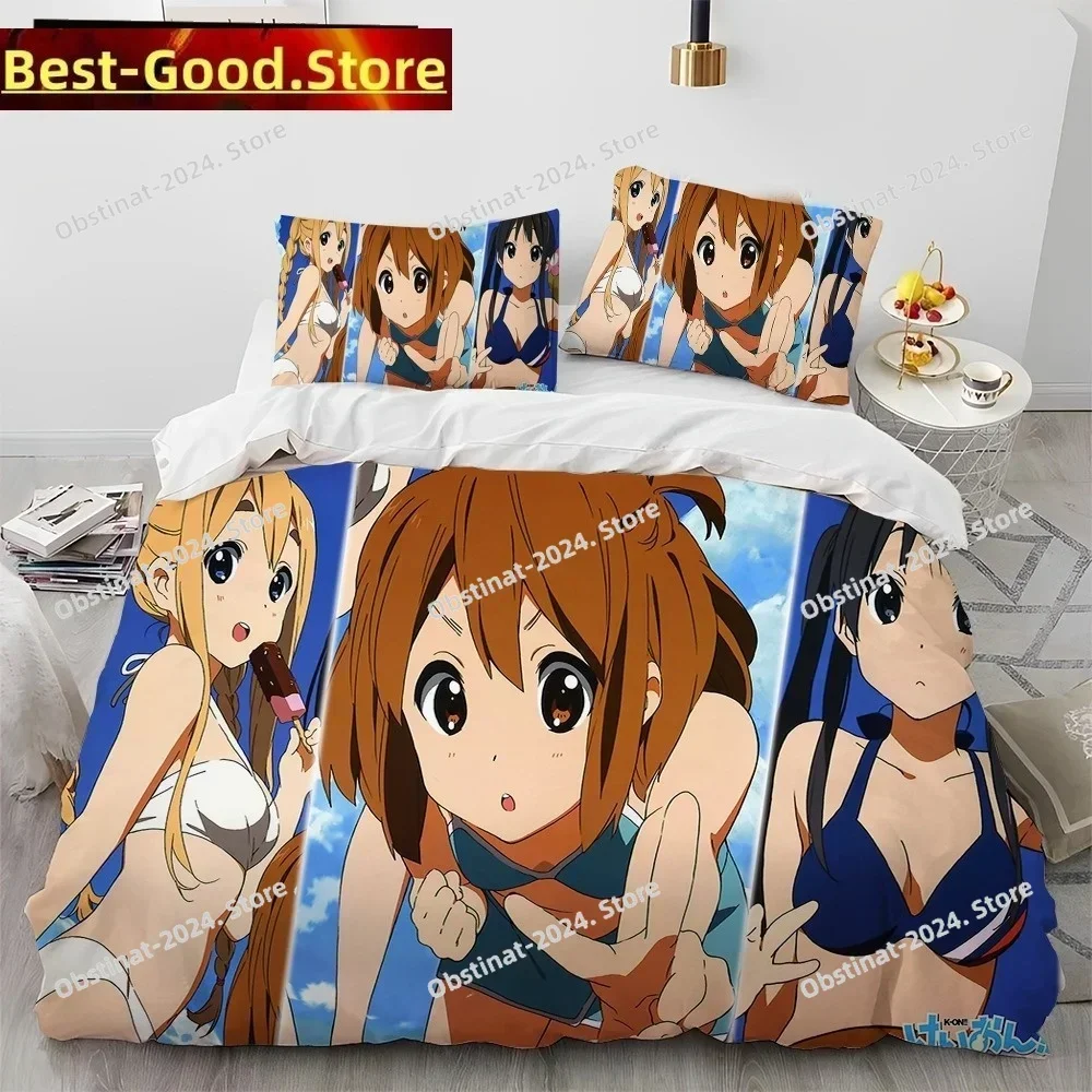 Top K-ON Cartoon Cute Lolita Kawaii Girls Bedding Set Printed single Comforter Duvet Cover Pillow Case 3 Pieces Kids Adult Size