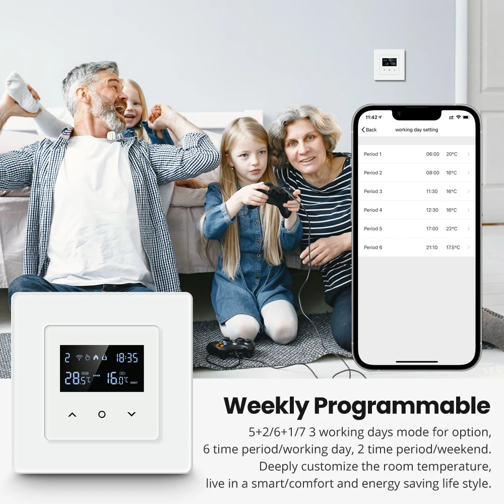 Vatto-スマートwifiサーモスタット,電気暖房,水,ガスタンク,温度コントローラー,alexa,Google Home,alice,Tuya,aliceと連携