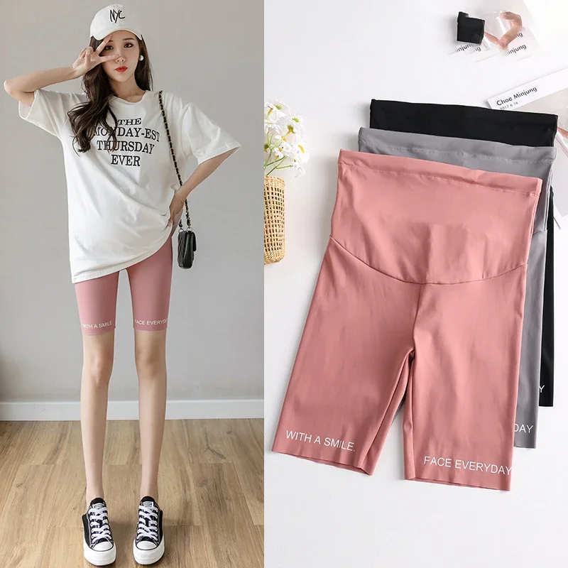 Summer Thin Cool Maternity Half Short Legging High Waist Belly Safety Pants Clothes for Pregnant Women Pregnancy Shorts