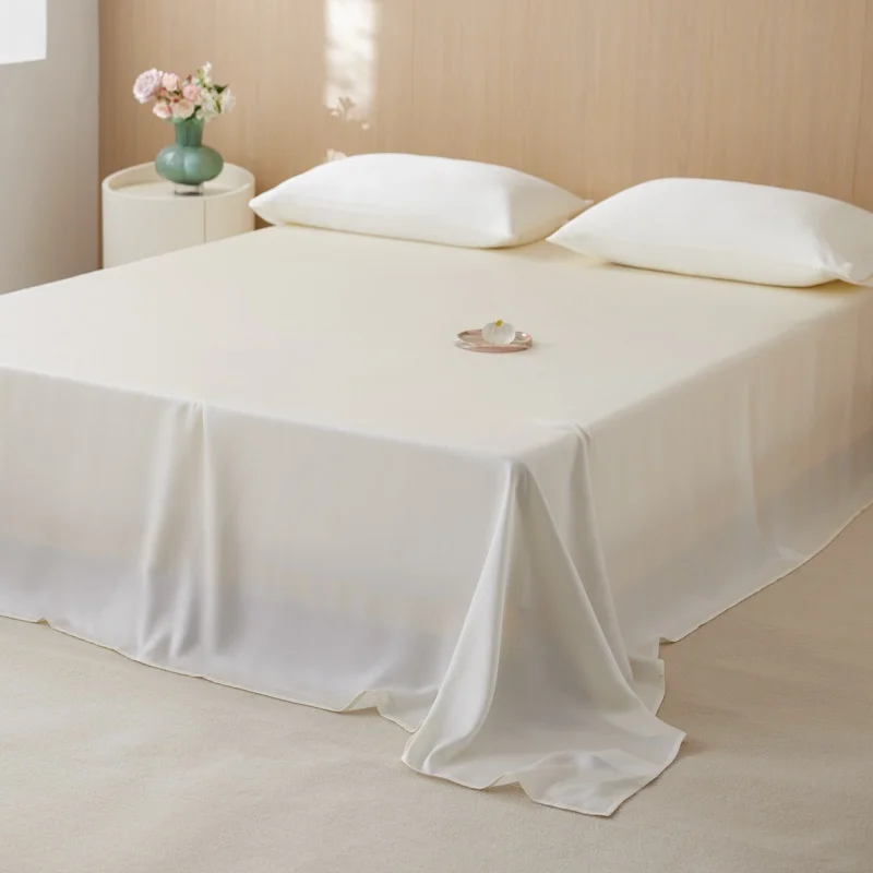3pcs Silky Bed Sheet Set Brief White Flat Sheet+Pillowcase 100% Lyocell Hot Sleeper King Mattress Cover Bedspread Drop Shipping