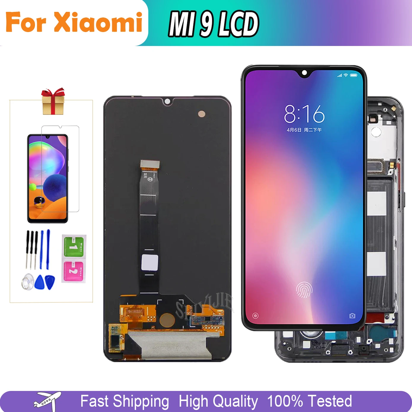 

6.39'' Super AMOLED For xiaomi Mi 9 LCD Touch Screen Display Digitizer Assembly For xiaomi Mi9 M1902F1G LCD Display With Frame