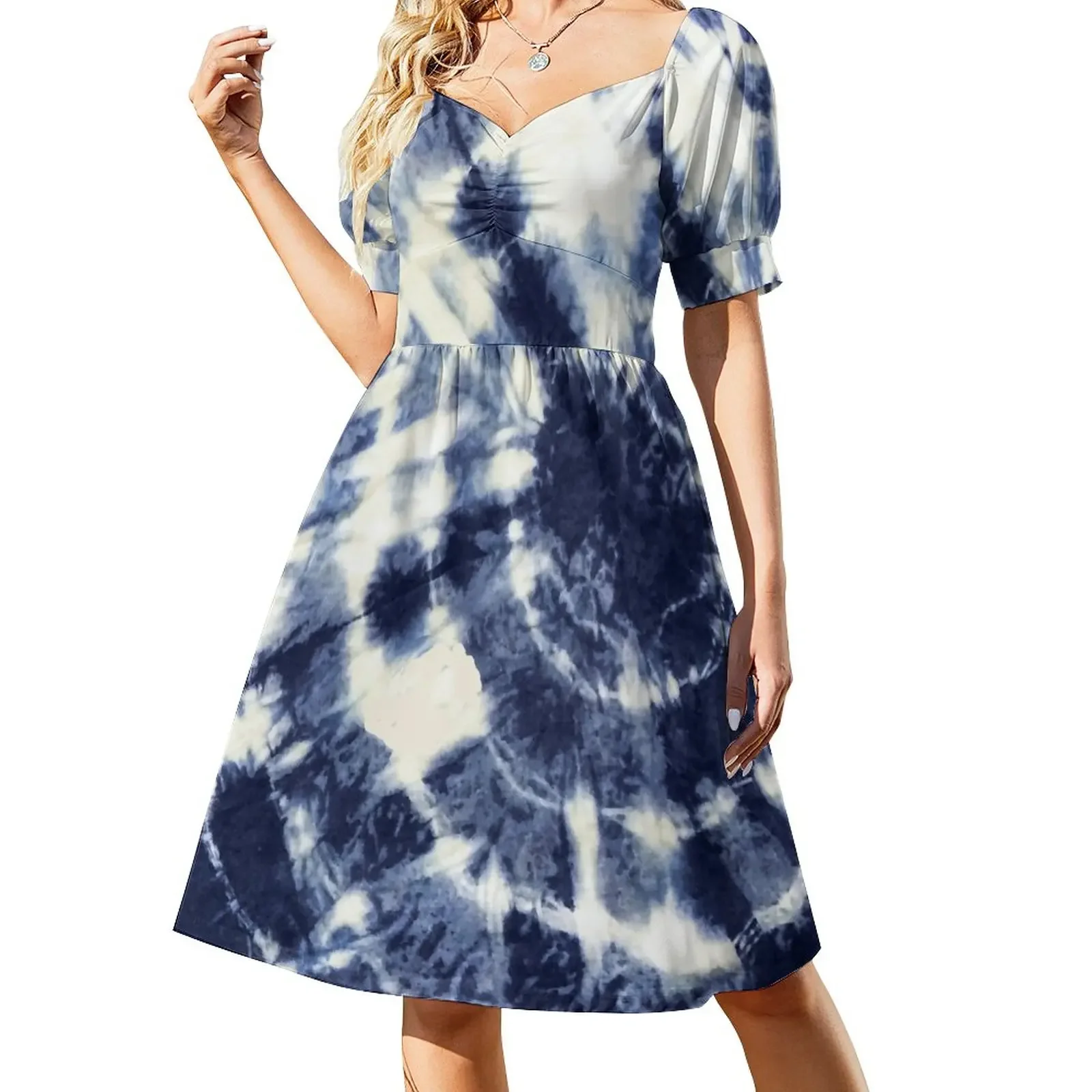 

Indigo I Short-Sleeved Dress Clothing women's luxury party dress