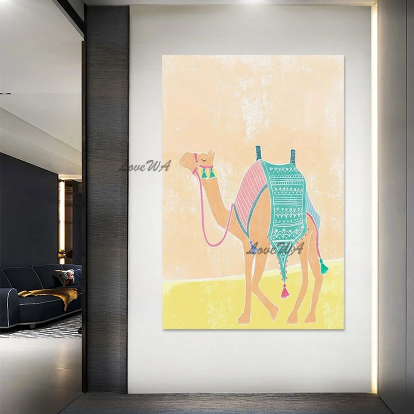 Home Decor Wallpaper Designs Camel Animal Modern Paintings Handmade Wall Decorations For Living Room Custom Canvas Picture