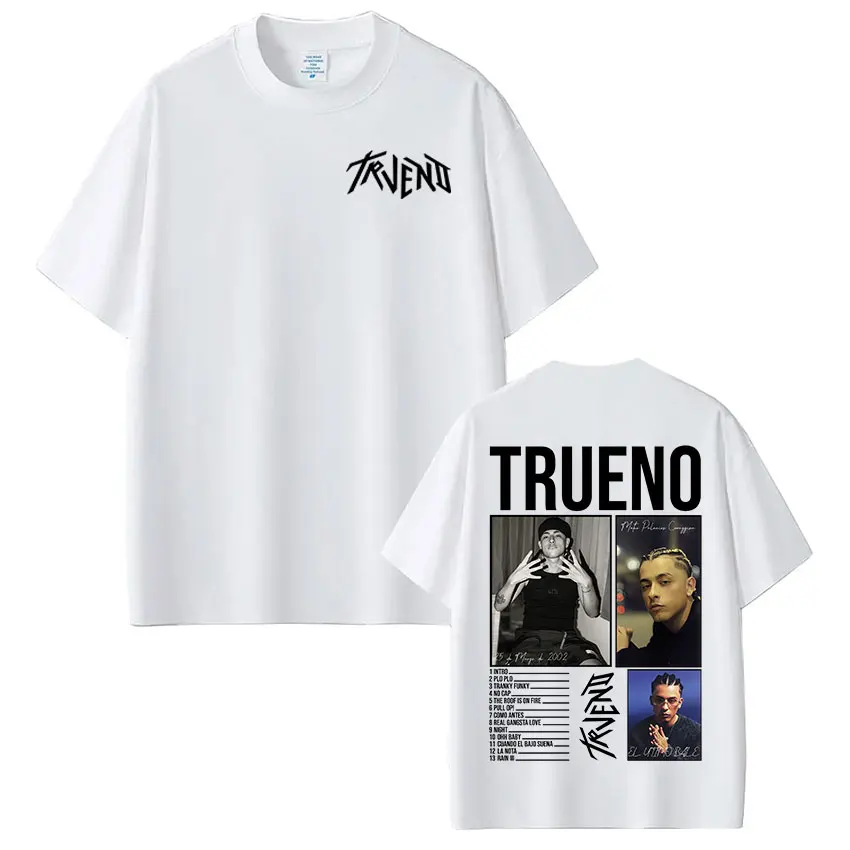 مغني الراب Trueno ألبوم جولة 2025 تي شيرت الرجال النساء الملابس موضة قصيرة الأكمام تي شيرت الشارع الشهير القطن فضفاض تي شيرت للجنسين #2