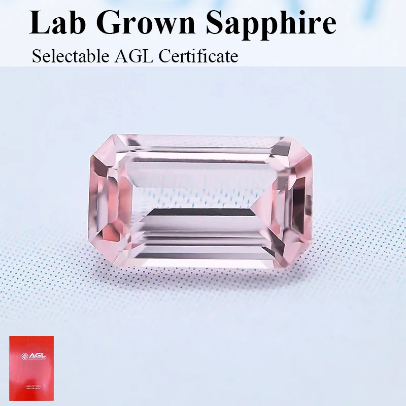 Top Lab Grown Sapphire Emerald Cut Morgan Pink VVS1 Charms Gemstone for DIY Jewelry Making Materials Selectable Certificate