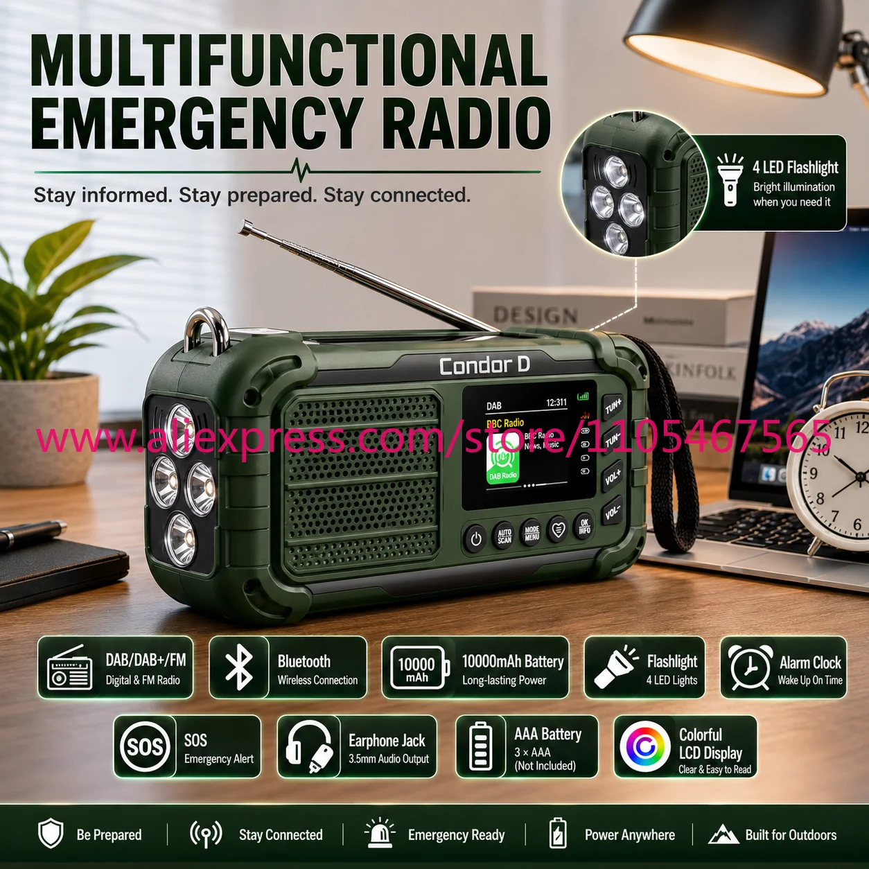 1PCS 10000mah Solar Hand Emerg - Emergency Radio Solar recension och pris