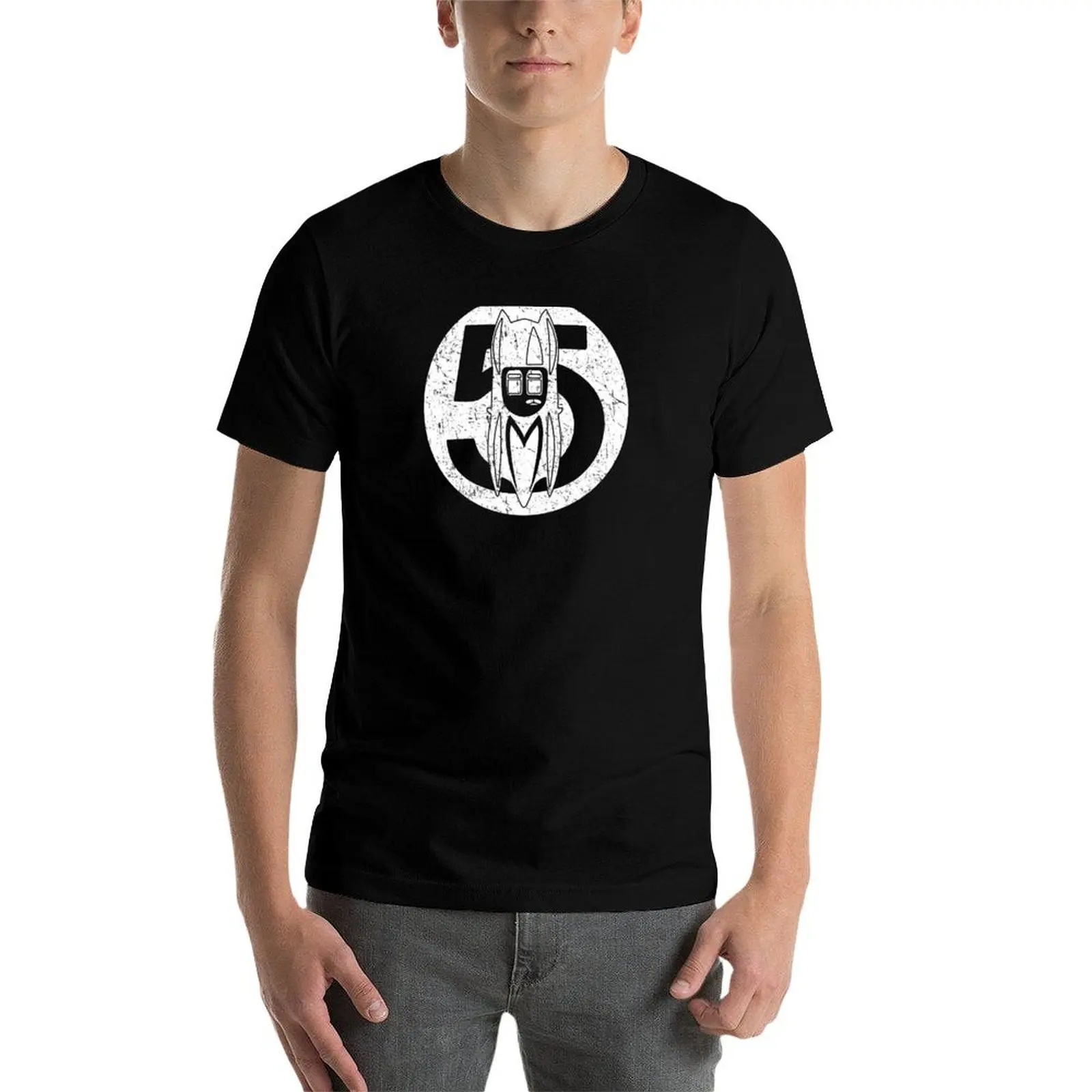 Speed Racer - Mach 5 Car Top - Circle - Vintage Retro Distressed White T-Shirt Plus Size Loose Fit T-Shirt view 3