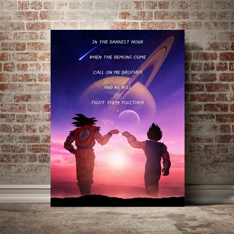 Anime em torno da pintura em tela dragon ball vintage goku poster impressões mural fotos arte da parede sala de estar decoração casa presentes