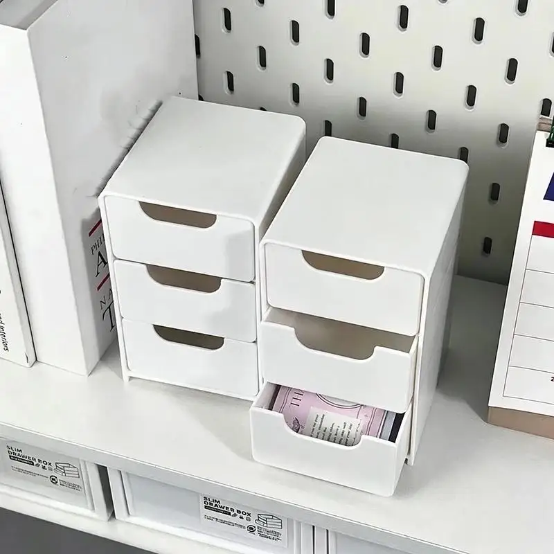【MA】Desktop Storage Box For Makeup Jewelry Mini Large Capacity Jewelry Box Multifunctional 3-Tier Desk Organizer With Drawers