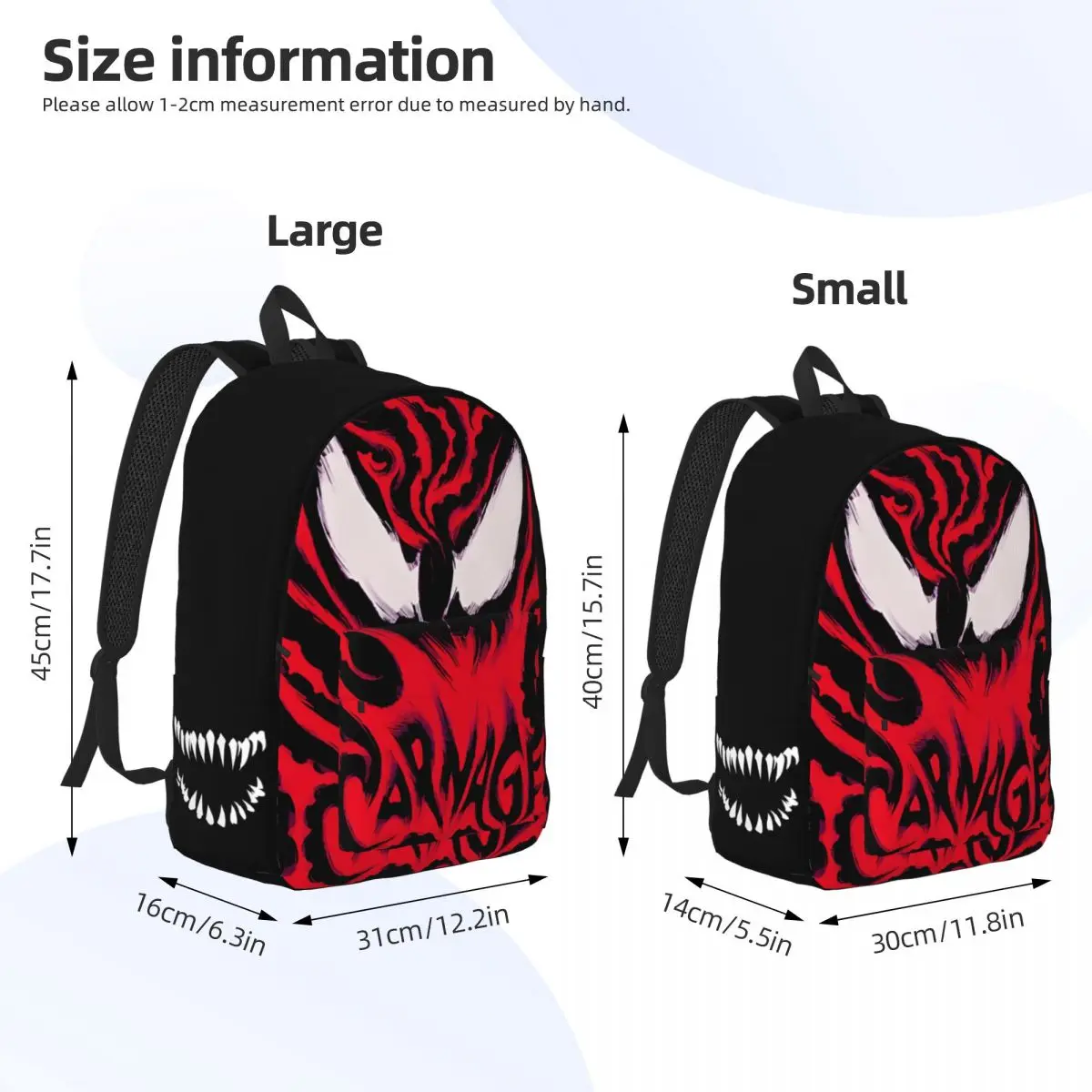 For Gifts Carnage Face Multi Compartment Laptop Bag Marvel Venom Film Solid Office Staff Rucksack Hiking