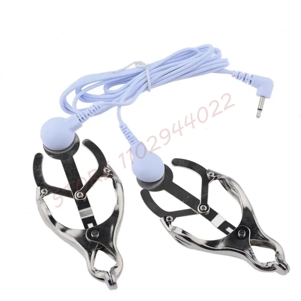 Electric Shock Powerful Breast Clips Labia Clip Masturbation Pulse Massage Nipple Clamps Sex Toy Physical Therapy Sex Products