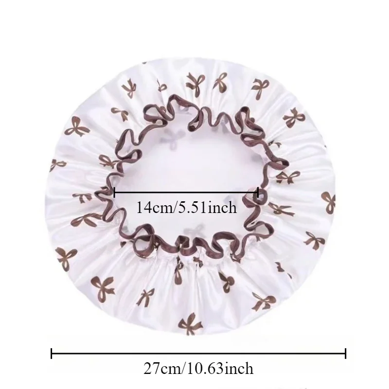 1PC Reusable Bowknot Print Shower Cap Waterproof Anti-Smoke Kitchen Head Cover Bathroom Accessory