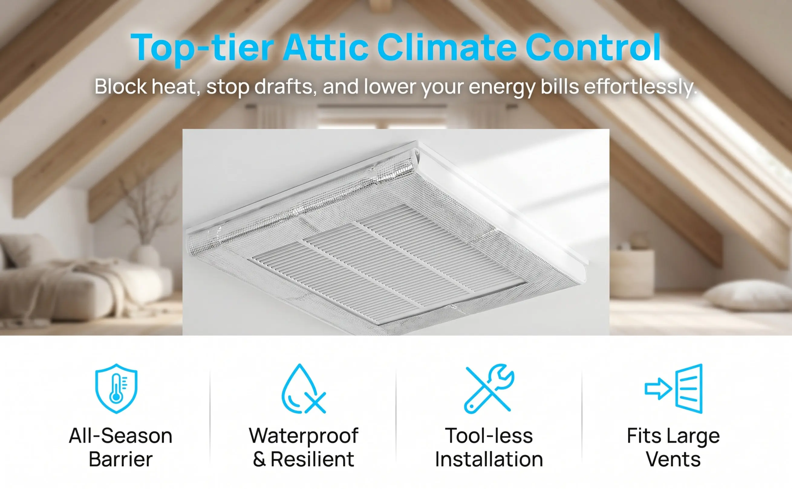 Attic Fan Cover 129x95cm Reusable Aluminum Film Insulation Seal Cover Ceiling Fan Shutter Return Vent Air Stopper
