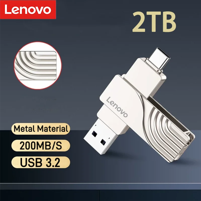 Lenovo-unidad Flash USB 3,0, pendrive de alta velocidad de 2TB, 1TB, 128GB, para ordenador portátil/tableta, envío rápido