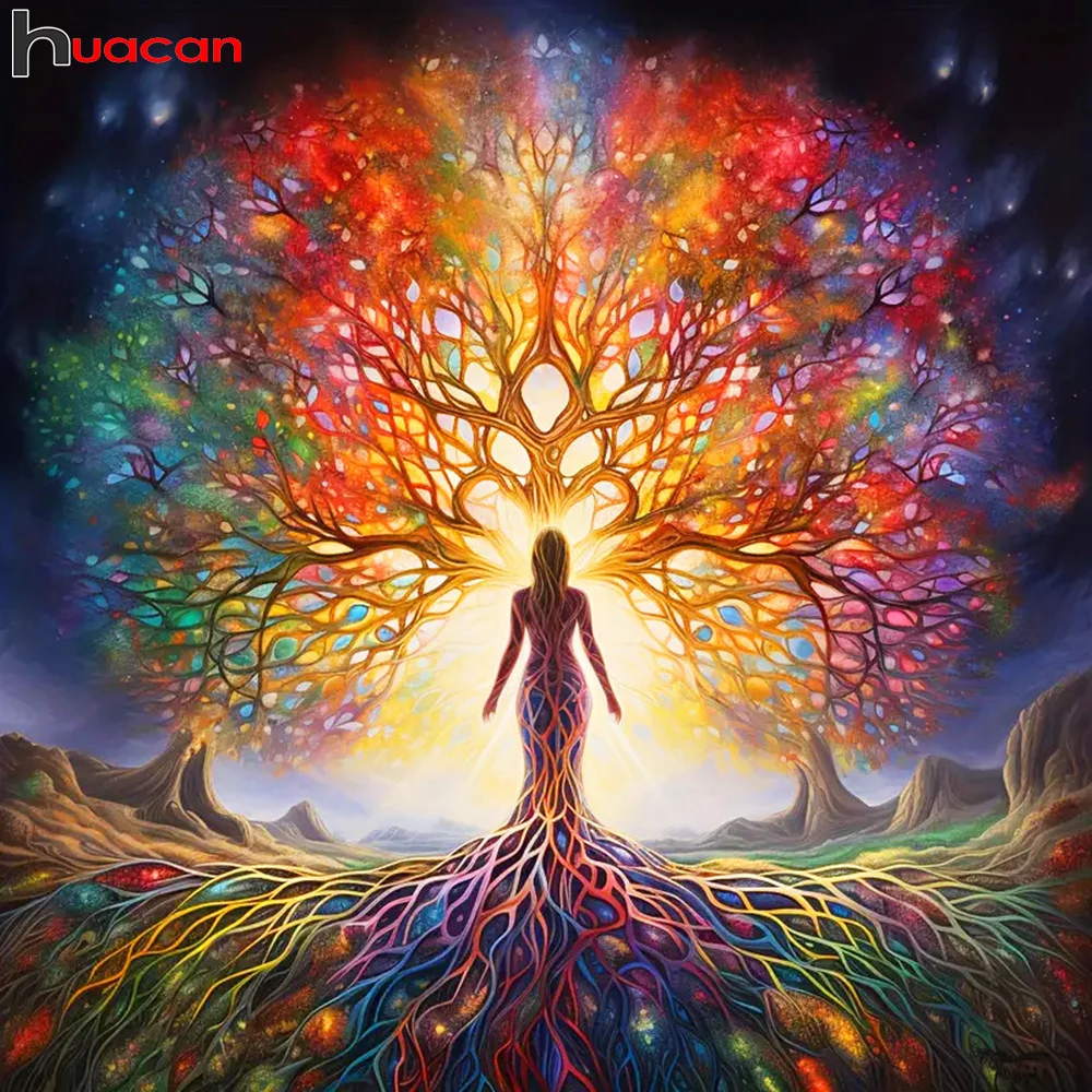 Huacan New Arrivals Diamond Painting Landscape Tree Of Life 