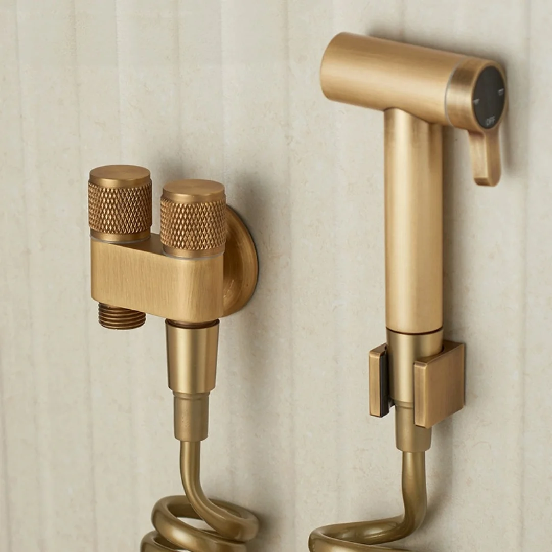 Tuqiu Hand Held Bidet Sprayer Douche Toilet Kit Antique Bronze Brass Shattaf Shower Head Copper Valve Set Jet Bidet Faucet Set