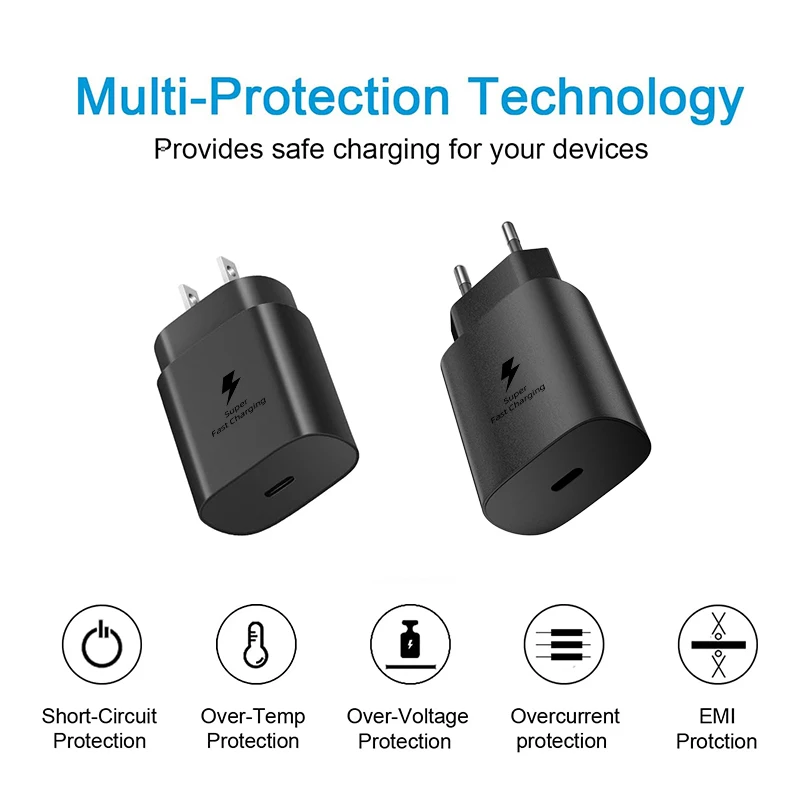 Samsung EP-TA800 25w Type C Fast Charge Adapter PD Wall Charger White for Galaxy A25 A05 A54 A05s S23 FE S21 Ultra 5G S21 FE 5G