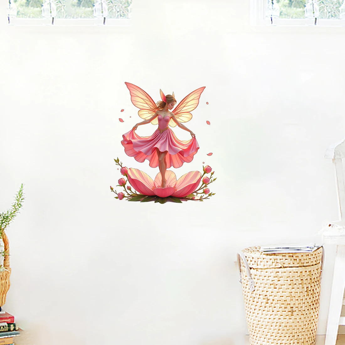 Three Ratels CF98 Elegant red rose fairy cartoon wall stickers for home decoration