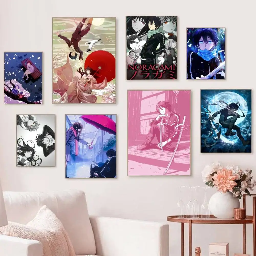 Pósteres de Manga n-noragami de dibujos animados de Anime clásico, papel autoadhesivo impreso para el hogar, sala de estar, dormitorio, entrada, Bar, cafetería, arte, 1 ud.