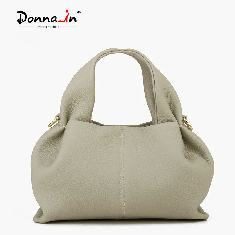 Donna-in Women Genuine Leather Handbag Large Capacity Top Layer Cowhide Shoulder Bag Full Grained French Fashion for Commute