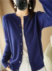 2024 Spring And Autumn New Female O-Neck Knitted Cardigan Short Coat Sweater Simple And Versatile Fashion Small Cardigan Outside