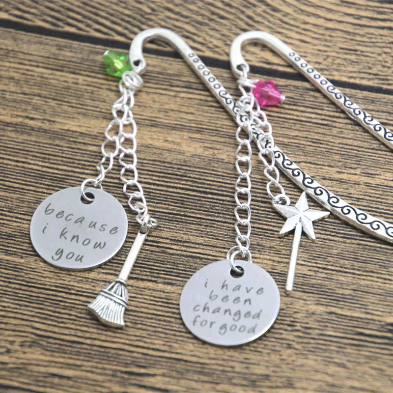 24pcs/lot best friend bookmark, wicked musical jewelry, changed for good, because I knew you, sister book mark set  wizard of Oz