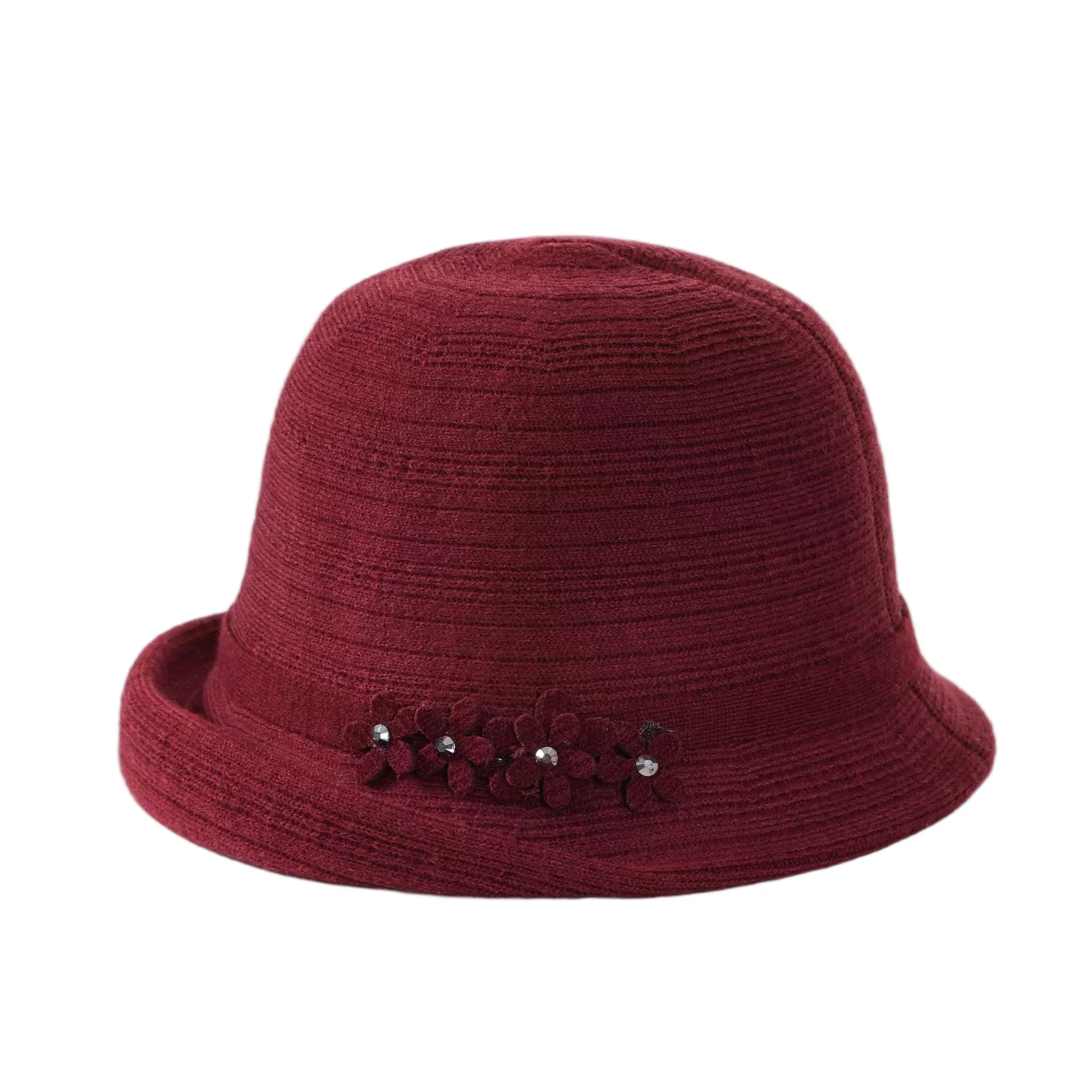 Mom's Knitted HatAutumn and Winter Stylish and Warm Bucket Hat Commuter New Style Japanese Bucket Hat  for Women