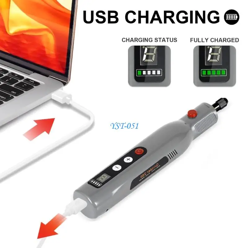 E15A Pack of 155Pieces Lightweight Electric Drill Tool Feature USB Charging 5 rates Setting and LED for Art and Craft.