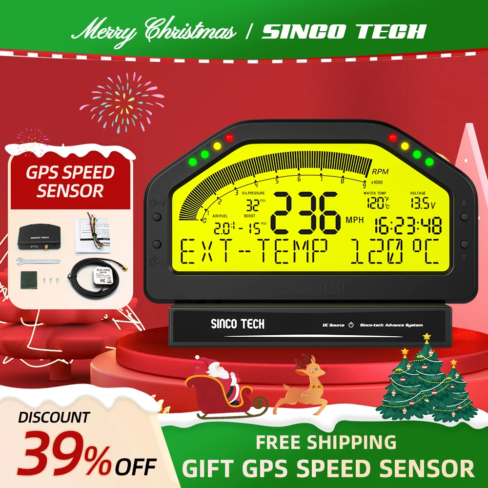 11.25-01.03 Marry Christmas DO904 Sinco Tech Car Bluetooth Dashboard Racing Gauge Display Sensor KIT