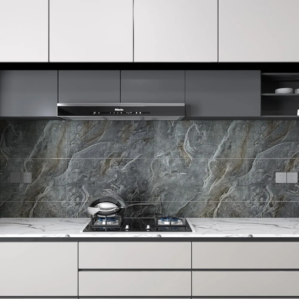 ورق اتصال على سطح الطاولة قابل للتقشير واللصق من الجرانيت اللامع مقاوم للماء وقابل للإزالة باللون الرمادي الذهبي للخزائن وتزيين الجدران