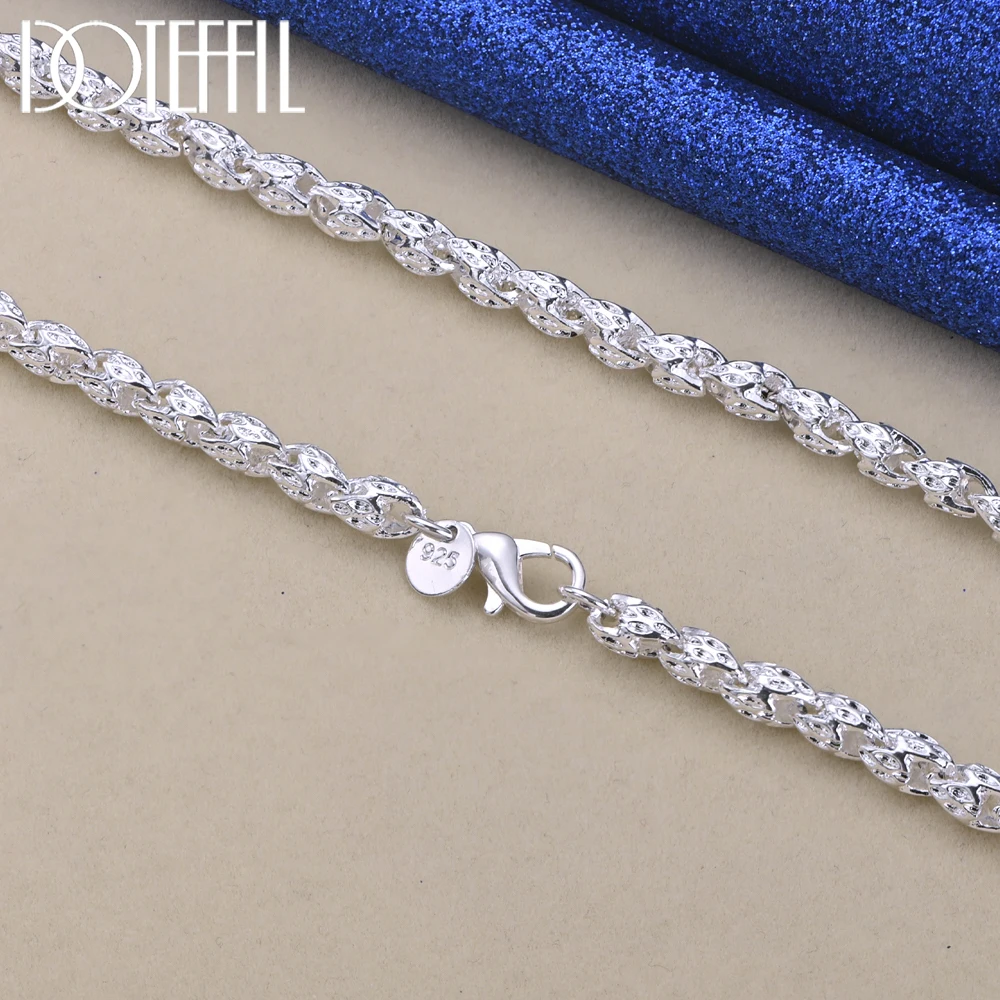 DOTEFFIL 925 Sterling Silver 20/24 Inch 5mm Faucet Chain Necklace For Women Man Fashion Wedding Engagement Charm Jewelry