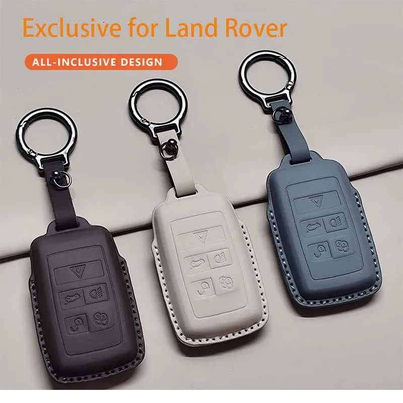Car Remote Key Case Cover for Evoque Velar Sport Discovery Freelander 2 for JAGUAR XF XJ XE F-PACE F-TYPE Leather Keychain Fob - view 2