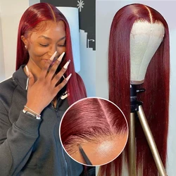 10A Premium 6x4 Glueless Wigs Human Hair Ready To Wear 99J Red Burgundy Colored Human Hair Wigs Tuneful Ready And Go Wig