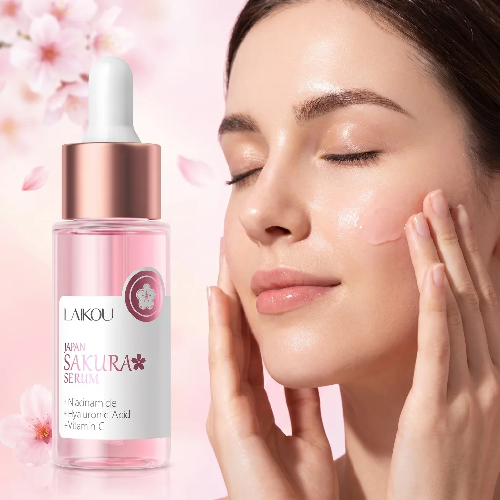 LAIKOU Sakura 24K Gold Facial Serum Vitamin C Hyaluronic Acid Anti Aging Glow Nourishing Hydrate Revitalizing Skin Essence