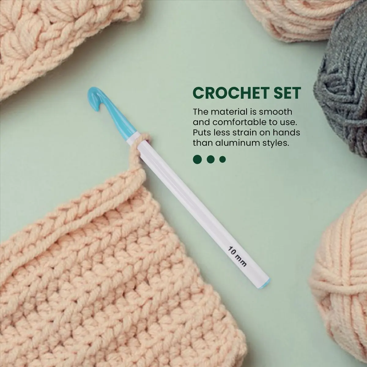 [HLES]Crochet Hook Set,7/8/9/10/12/15/20mm Plastic Handle Crochet Hook Knitting Needles Thick Head Tool DIY Crafts Accessories
