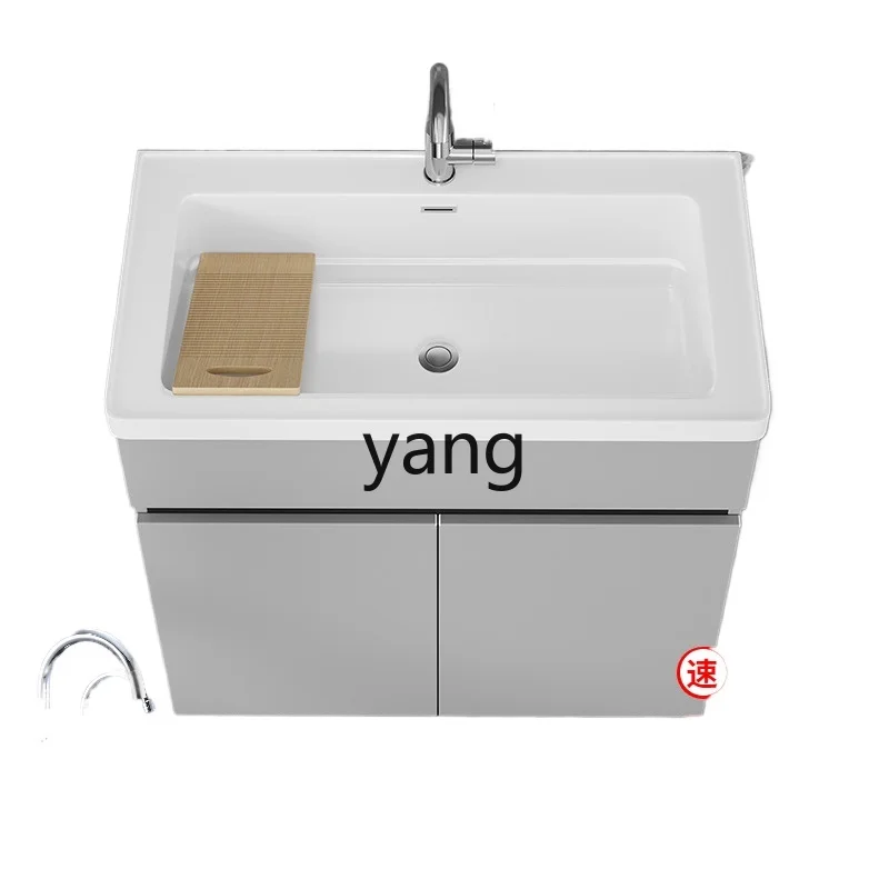 

YJQ honeycomb aluminum laundry cabinet integrated ceramic laundry pool washboard basin bathroom cabinet combination