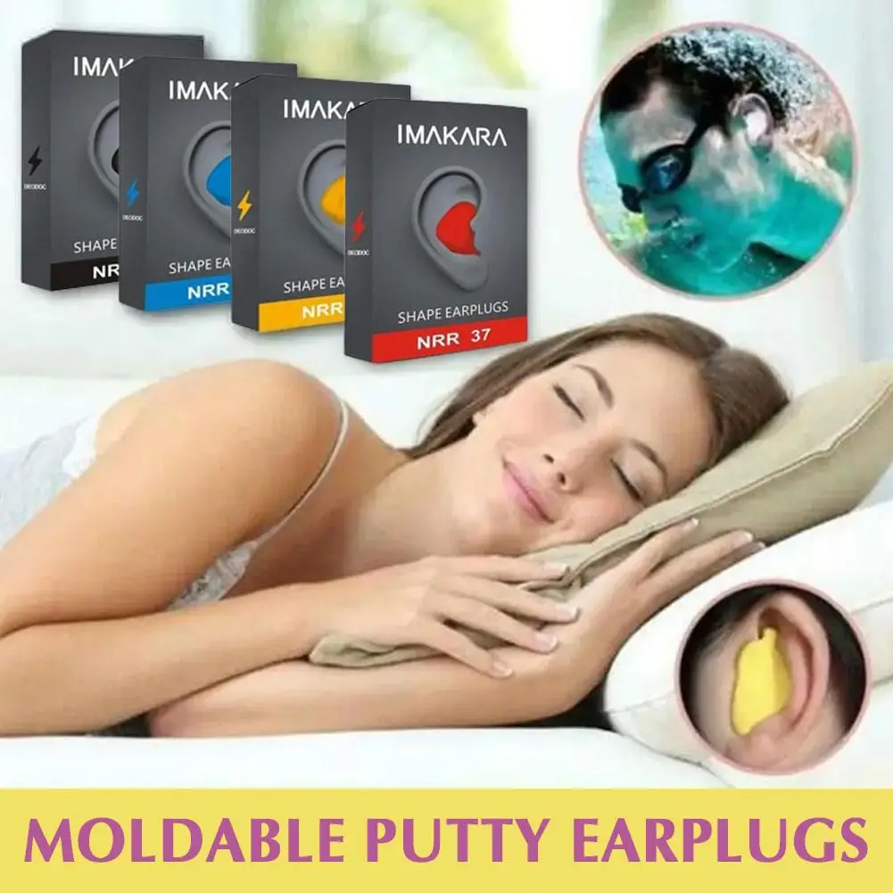 PU Moldable Shaped Anti-noise Ear Plugs Noise Reduction Sleep Sleeping Guard Care Soft Swimming Anti-Snoring Health Earplug W5S8