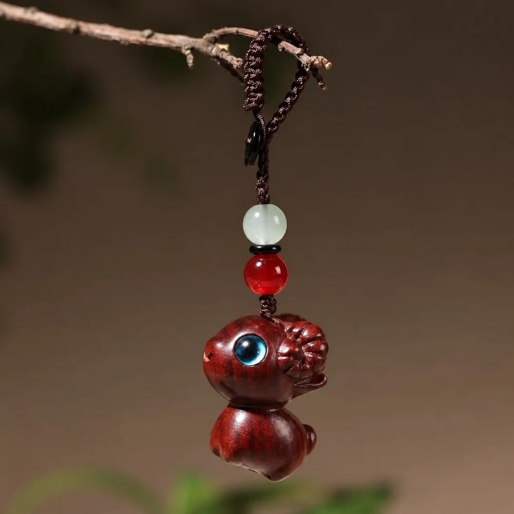 Handmade Sandalwood Sheep Keychain Mini Size Scratch-resistant Bag Charm Polished Delicate Key Holder