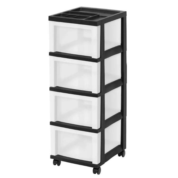 

Drawer Storage Cart with Organizer Top Black