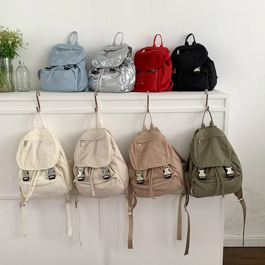 Preppy Style Flap Buckle Nylon Women Backpack Niche Design Travel Women Backpacks Girls School Bag Causal Women‘s Backpack