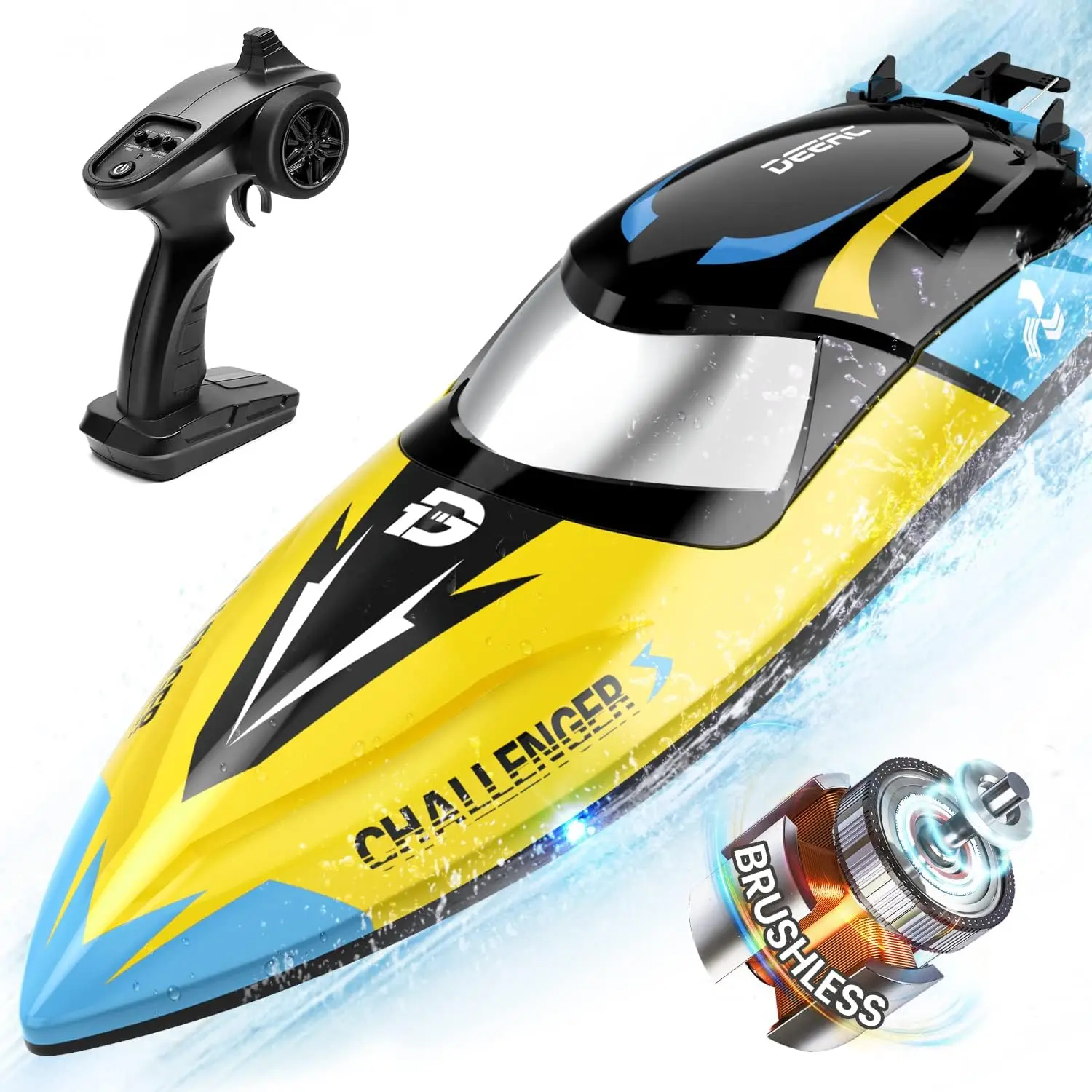 

Brushless RC Boat, 30+ mph Fast Remote Control Boats with Never Capsize&Low Battery Alarm Function, 2.4GHz Racing Boat wit