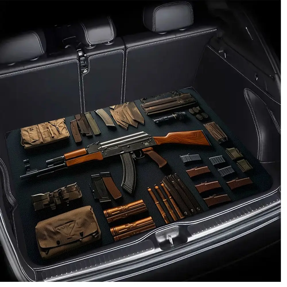 1pcs Gun Kit Print Car Trunk Mat Universal Durable Cargo Liner Easy Clean All-Season Auto Liner Interior Accessories For SUVs